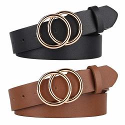 Fashion Belts for Women Black Leather Belt for Jeans Dress Pants