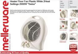 Mellerware Heater Floor Fan Plastic 2000W in White