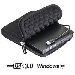 USB 3.0 External DVD Drive With Protective Storage Carrying Case Bag Portable Cd DVD Rw Burner For Windows 10 8 7 Laptop Desktop PC Macbook Pro Black