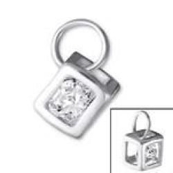 C513-C20511 - Sterling Silver Cz Cube Necklace Pendant 5MM