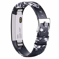 Ak Bands Compatible With Fitbit Alta Hr Bands Genuine Leather Adjustable Comfortable Wristbands For Fitbit Alta Hr fitbit Alta Floral Gray