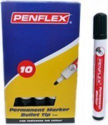 PM15 Permanent Markers - 2MM Bullet Tip Box Of 10 Black