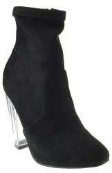 Nightfall 01S Womens Ankle Clear Heel Zipper Almond Toe Boots Black 6