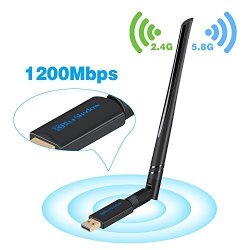 1200MBPS Wireless USB Wifi Adapter - AC1200 Dual Band 2.4GHZ 300MBPS + 5GHZ 867MBPS MINI Wi-fi Ac Wireless Network Card Dongle With High Gain Antenna For