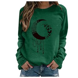 FABIURT Womens Blouse Top,Womens Crewneck Sweatshirts Coloful Tops Loose Tee Vintage Pullover Comfy Casual Shirts