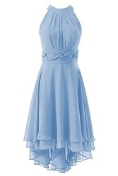 Dys Women's Short Bridesmaid Dresses Hi Lo Prom Homecoming Dress Chiffon Light Blue Us 16