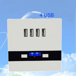 4 USB Charging Wall Socket With LED Luminous Lights White