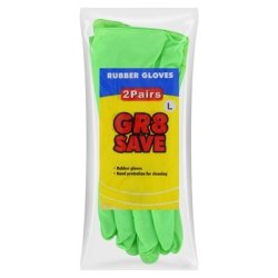 Rubber Gloves Lrg 2 Pack