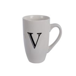Kitchen Accessories - Mug - Letter 'v' - Ceramic - White - 6 Pack