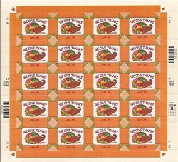 Usps Thanksgiving 34 Cent Stamp Full Pane Of 20 Scott 3546