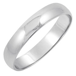 Oxford Ivy Men's 10K White Gold 4MM Classic Fit Plain Wedding Band Available Ring Sizes 7-12 1 2 Size 8