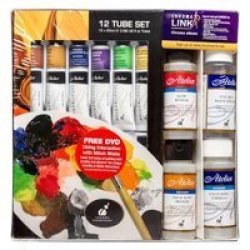 Interactive Outdoor Artists& 39 Acrylic Paint Plein Air Set 12 X 20ML Tubes Of Assorted Colours + 4 Mediums
