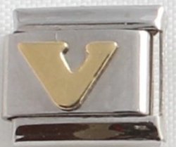 Italian Charm - Gold Plated Letter V