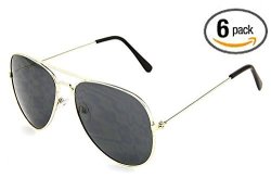 Dark Aviator Sunglasses - 6 Pack