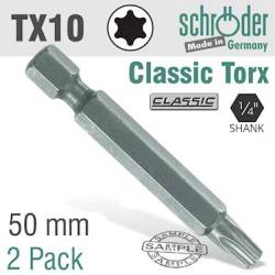 SCHRODER Torx Tx10x50mm Classic Power Bit 2 cd