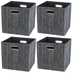 Storage Cube Basket Bin Foldable Closet Organizer Shelf Cabinet Bookcase Boxes Thick Fabric Drawer Container 4 Black
