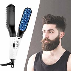 Beard Straightening Comb Beard Straightener Brush For Men Multifunctional Electric Ionic Hair Straightener Hot Quick Styling Comb For Beard Curling Iron With Dual Voltage