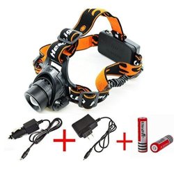 Creazy 3000LM Cree Xml T6 LED Zoomable Headlamp Headlight Head Torch + 2X 18650 Charger