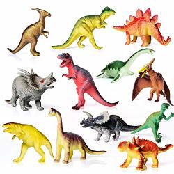 Ailihen Dinosaurs Toys Includes Kids 12-PACK Of Realistic Plastic Figures 5-8" Dinosaur Play Set With Educational Book For Boys Girls Toddlers 3