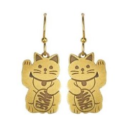 Joseph Brinton Maneki-neko Good Luck Cat Earrings 1767-B