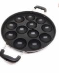Non Stick Appam Pan 12 Pits Appam Maker Appam Patra Paniyaram Pancake Pastry Pan Appachetty with 2 Side Handle And Stainless Steel Lid