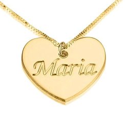 Personalized Custom 24K Gold Plated Heart Pendant With Name Jewelry 18