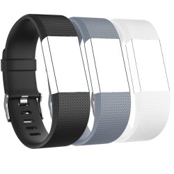 Fitbit Charge 2 Hr Bands Fitness Accessory Wrist Band L 6.7" - 8.1" Wrist 3 Pack