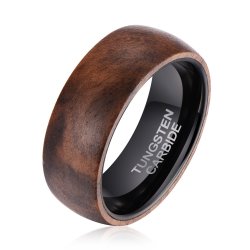 Men's Black Walnut Tungsten Ring R-085 - 15