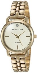 Anne Klein Women's AK 2794CHGB Diamond-accented Gold-tone Bracelet Watch