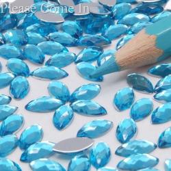 100PCS 2MM Ellipse Rhinestones For Nail Art & Crafts - Aqua Blue