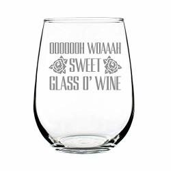 Sweet Glass O Wine Cute Funny Stemless Wine Glass Large 17 Ounces Etched Sayings Gift Box