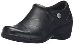 Clarks Women's Channing Ann Slip-on Loafer Black Leather 6 M Us
