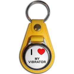 I Love My Vibr Tor - Yellow Plastic Metal Medallion Coulor Key Ring
