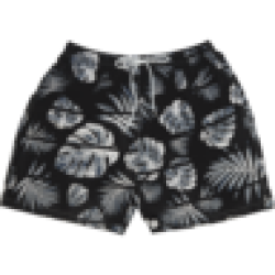 Black Mens S-xxl Leaf Printed Board Shorts