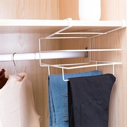 Whitelotous Under Shelf Storage Rack Kitchen Wardrobe Hanging Organizer Holder For Cutting Board Tableware Towel Cloth White