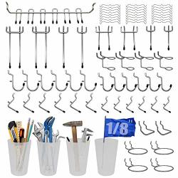 Garage Pegboard Hooks Accessories with Peg Locks Kitchen 71 Pcs 1/8 Inch Heavy Duty Pegboard Organizer Bins for Hanging Tools Workbench 14 Different Types Peg Board Accessories Attachments 
