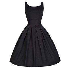 Teresamoon Hot Vintage Dress Women Swing Party Evening Dress Black XXL