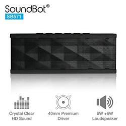 SoundBot SB571 Bluetooth Wireless Speaker 12W Output HD Bass 40MM Dual Driver Portable Speakerphone For 12HR Enhanced Music Streaming & Handsfree Calling Built-in MIC 3.5MM Line-in