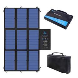 Bigblue 63W Foldable Solar Charger Portable Sunpower Solar Panel Dual 5V USB+19V Dc Output+ Usb-c Port For Laptop Power Station Tablet Ipad Iphone Acer