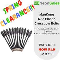 Mankung 6.5" Plastic Crossbow Bolts - 12 Pack