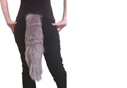 Long Faux Fur Animal Luxury Tail Cosplay Anime Lover Costume Dress Up Pet Play Furry Super Soft Accessory 30" Gray