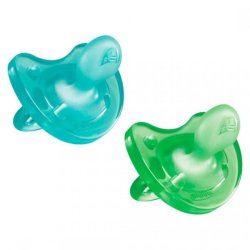 Soother Physio Soft Boy Silicone: 0-6MONTHS 2PC Green Or Blue & Clear