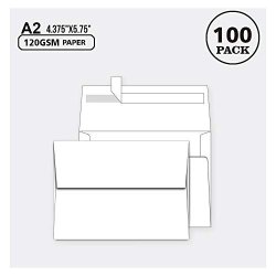 100 Pack Size A2 White Paper Envelopes Self Sealing Adhesive| Perfect For Weddings Rsvp Invitations Baby Shower Greeting Cards Announcements Thank You Notes| A2 4.375 X5.75 Inches