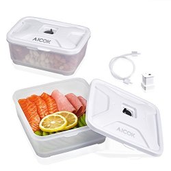 Aicok Vacuum Sealed Storage Containers Quick Marinator 2 Pieces-sets Microwavable And Dishwasher Safe Bpa-free