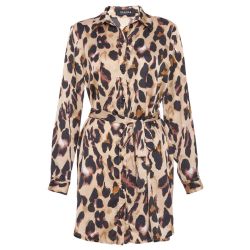 quiz leopard print shirt dress