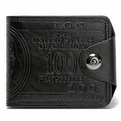 Men's Novelty Us 100 Dollar Wallet Bill Money Billfold Safe Purse With Magnetic Buckle Black