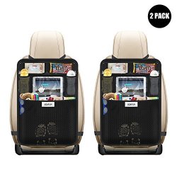 Aoafun 2 Pack Kick Mats Car Seat Back Protectors With 10.1 Ipad tablet Holder Touch Screen Waterproof Seat Covers For The Back Of Your Seat