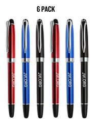Jw.org Metal Clip Top Ball Point Black Ink Fine Tip Executive Pen With Insert Cover For Gifting Color Assortment Red Blue & Black Set Of 6