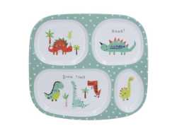 Sectioned Melamine Kids Plate Hungrysaurus