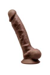 Thermo Reactive Silicone Suction Cup Dildo - Brown